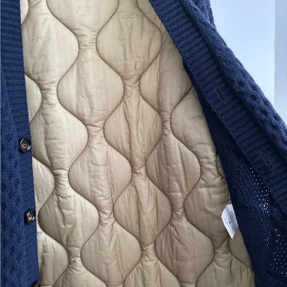LC23 Quilted Cardigan Navy Size L - Picture 5 of 6
